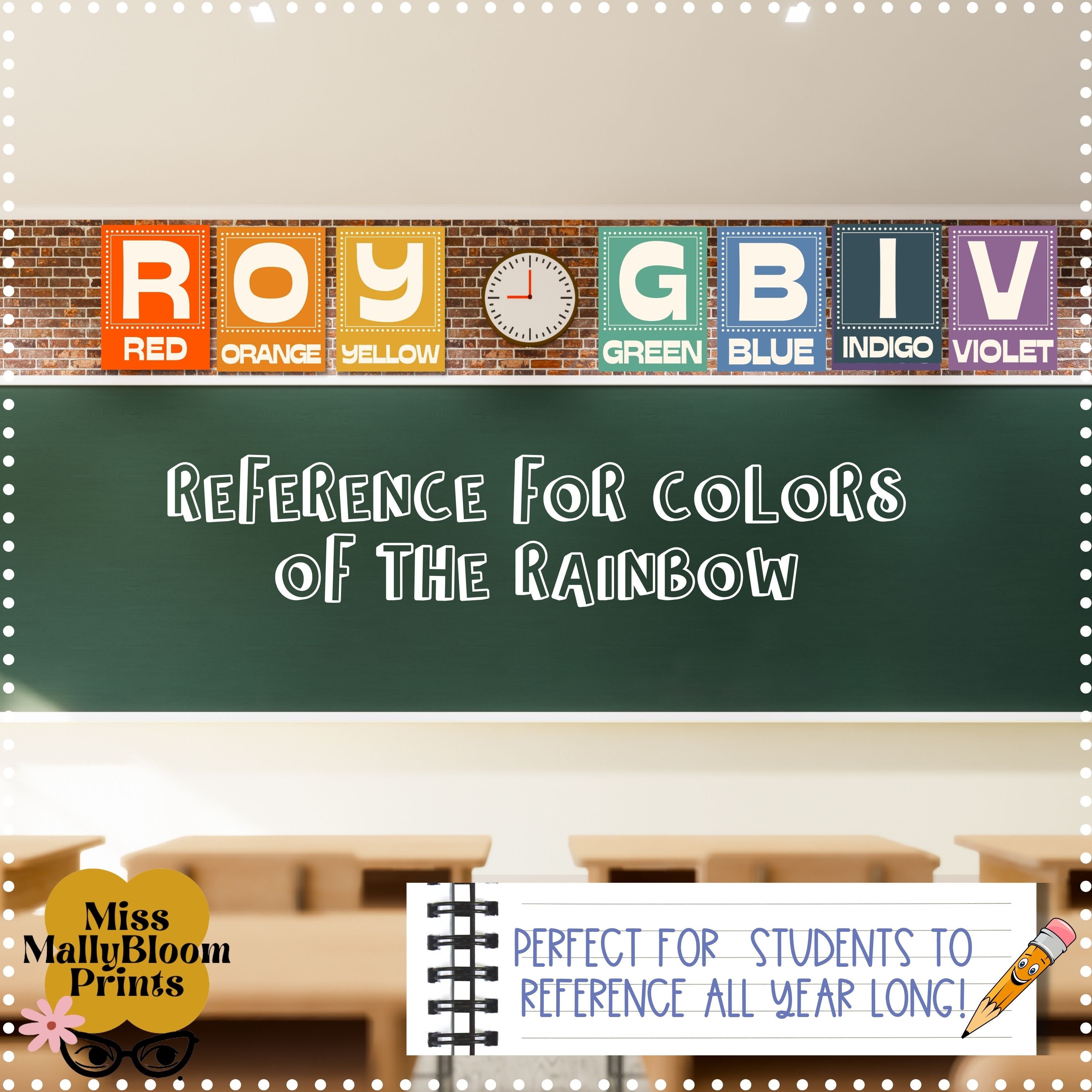 Classroom Poster Bundle, ROYGBIV Rainbow Art Classroom Decor Bundle ...