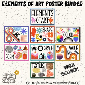 Elements of Art Poster Bundle, Classroom Decor, Classroom Poster Bundle, Teacher Bulletin Board, Set for Elementary, Art Teacher Printable