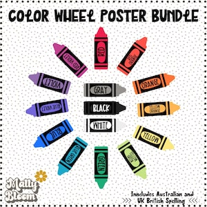 Color Wheel Poster, Art Classroom Decor, ROYGBIV, Color Theory Poster Bundle,Color Wheel, Art Bulletin Board Banner, Printable Color Wheel