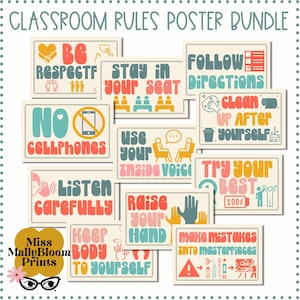 Classroom Rules Poster Bundle_Bulletin Board Kit Or Classroom Decor, Elementary, Middle School, High School, Expectations For Classroom