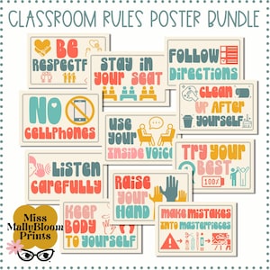 Classroom Rules Poster Bundle_Bulletin Board Kit Or Classroom Decor, Elementary, Middle School, High School, Expectations For Classroom