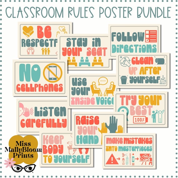 Classroom Rules Poster Bundle_bulletin Board Kit or Classroom | Etsy