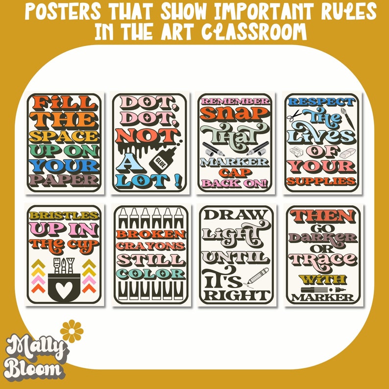 Art Classroom Rules and Procedure Poster Bundlegrowth Etsy