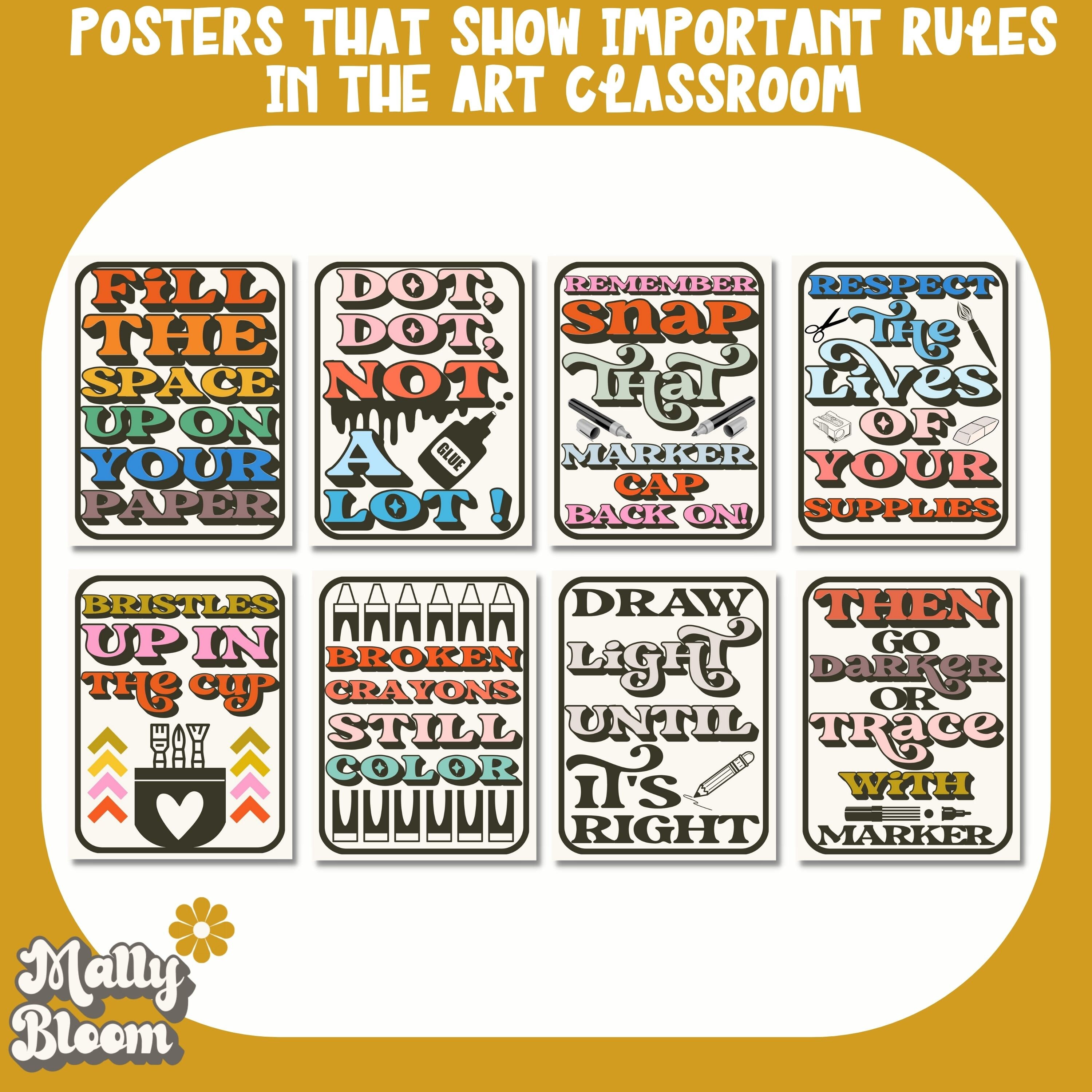 Art Classroom Rules and Procedure Poster Bundle,growth Mindset,art ...
