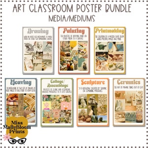 Art Classroom Poster Bundle, Classroom Decor, Classroom Poster Bundle, Art Teacher Bulletin Board, Set for Elementary, Art Teacher Printable