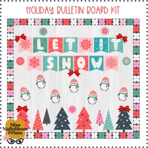 Holiday Bulletin Board Kit Or Classroom Winter Decor, Easy Christmas Printable Classroom Door Decor