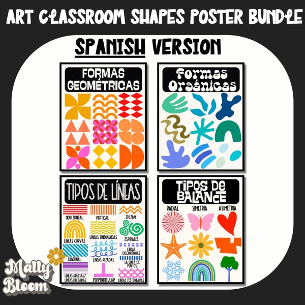 Art Classroom Spanish Poster Bundle, Art Classroom Decor, Classroom Poster Bundle, Art Teacher Bulletin Board, Elementary, Middle School Art