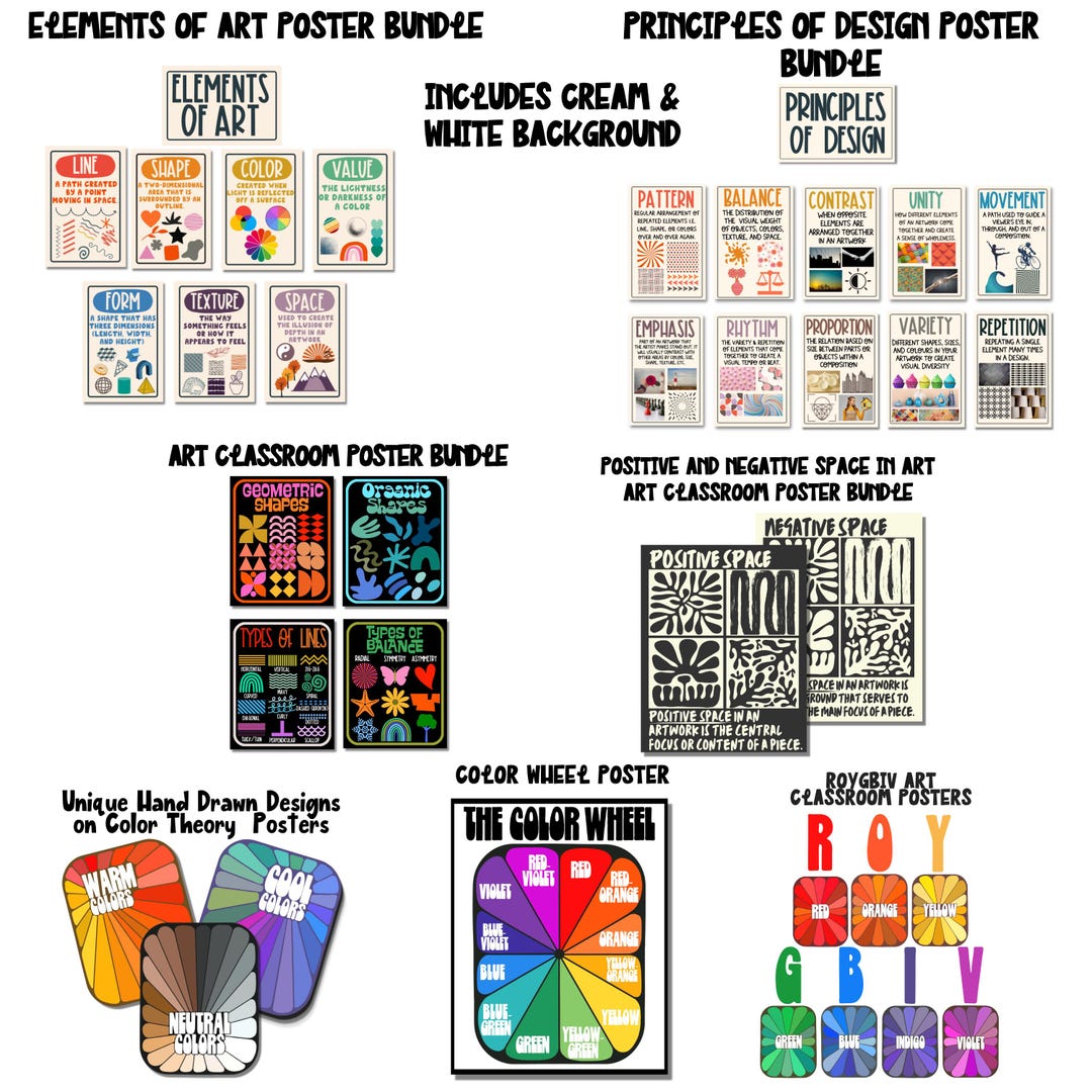 Elements of Art Classroom Decor Bundle, Principles of Design Posters ...