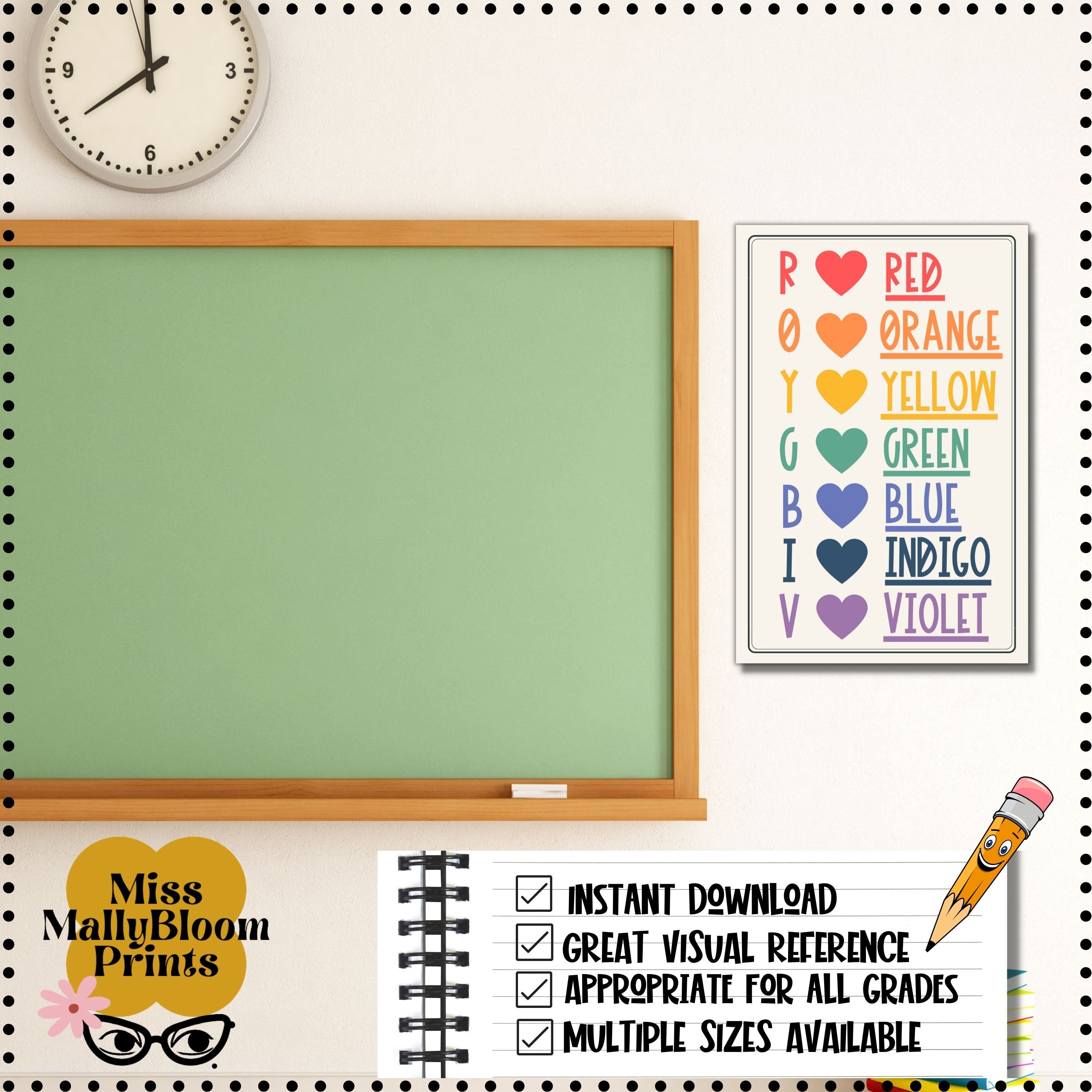 Rainbow Classroom Poster Printable, Art Class Decor, Teacher Print ...