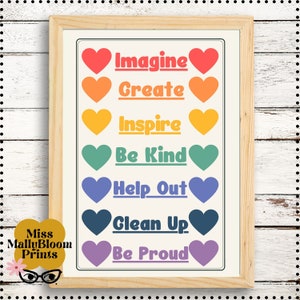 Rainbow Classroom Poster Printable, Positive Class Decor, Teacher Print, Classroom Rules
