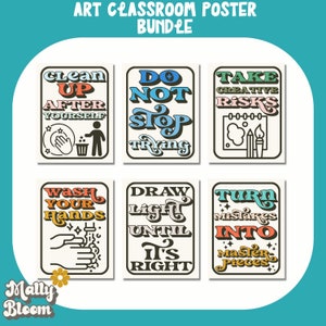 Art Classroom Rules Poster Bundle, Art Classroom Decor, Art Teacher Bulletin Board, Elementary Art, Middle School Art image 2