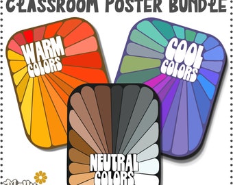 Kunstklassenzimmer FarbTheorie Poster, Warme, kühle, neutrale Farbe Poster Bundle, Kunstraum druckbar, Kunstlehrer Bulletin Board, Kunstressource