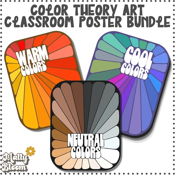 Art Classroom Color Theory Posters, Warm, Cool, Neutral Color Poster Bundle, Art Room Printable, Art Teacher Bulletin Board, Art Resource