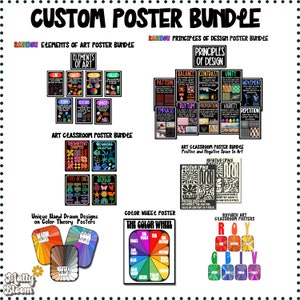Elements of Art Classroom Decor Bundle, Principles of Design Posters, Art Teacher Bulletin Board, Color Theory Art Posters