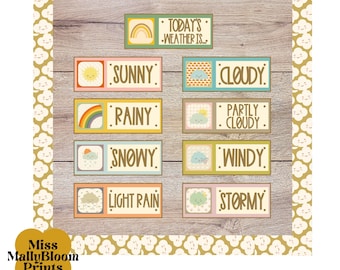 Weather Themed Bulletin Board Kit Or Classroom Weather Decor, Preschool and Kinder Printable, Elementary Weather Station Teaching Tool