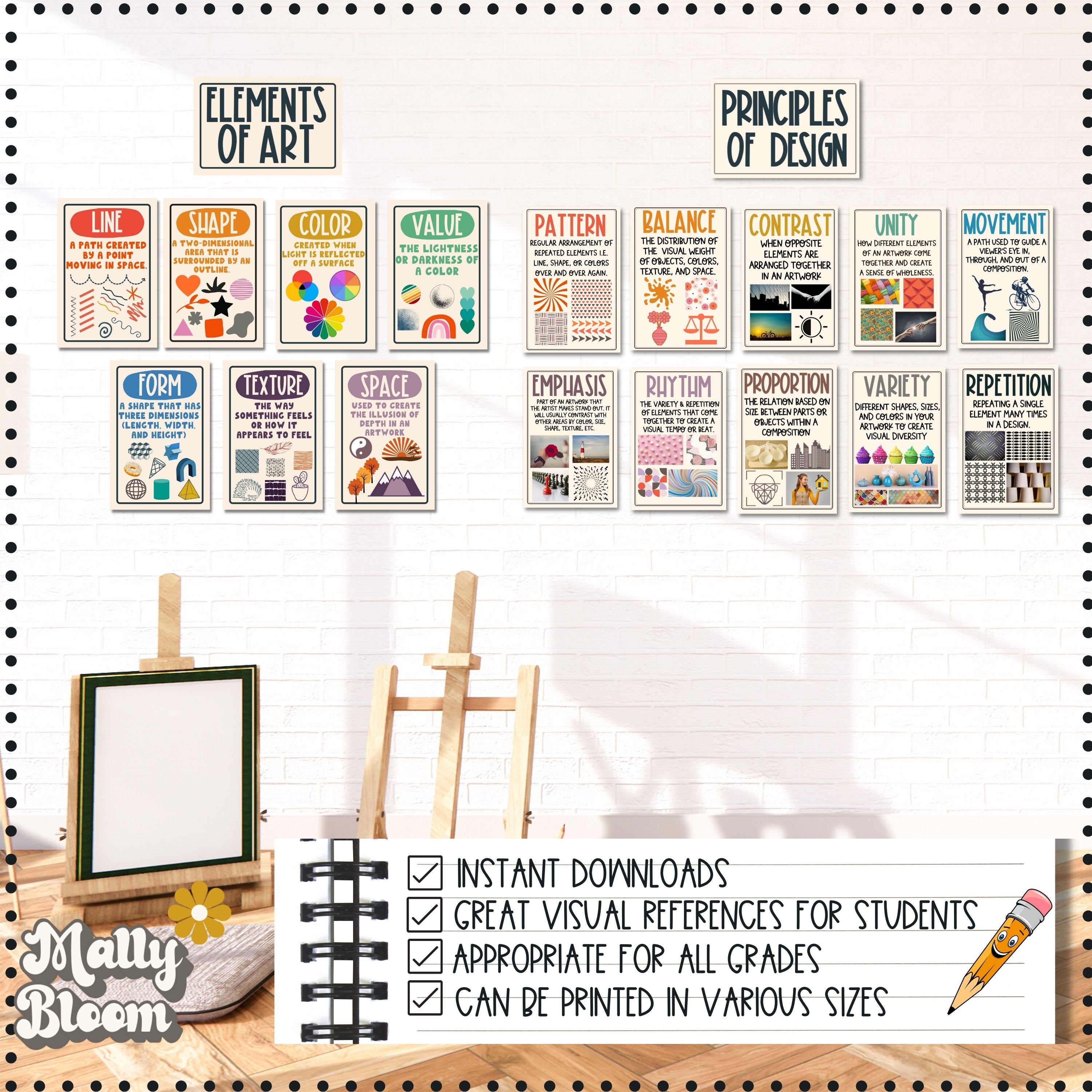 Rainbow Elements of Art Classroom Decor Bundle,principles of Design ...
