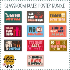 Classroom Rules Poster Bundle_Bulletin Board Kit Or Classroom Decor, Elementary, Middle School, High School, Expectations For Classroom