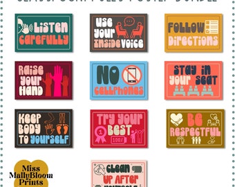Classroom Rules Poster Bundle_Bulletin Board Kit Or Classroom Decor, Elementary, Middle School, High School, Expectations For Classroom