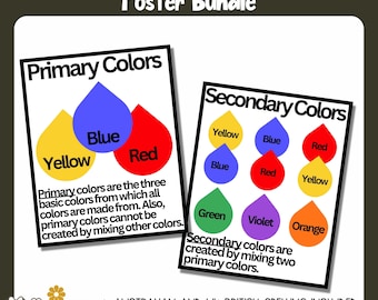 Color Wheel Poster, Art Classroom Decor, Color Wheel Printable, Color Theory Poster Bundle, Art Bulletin Board, Color Theory Chart, Art Room