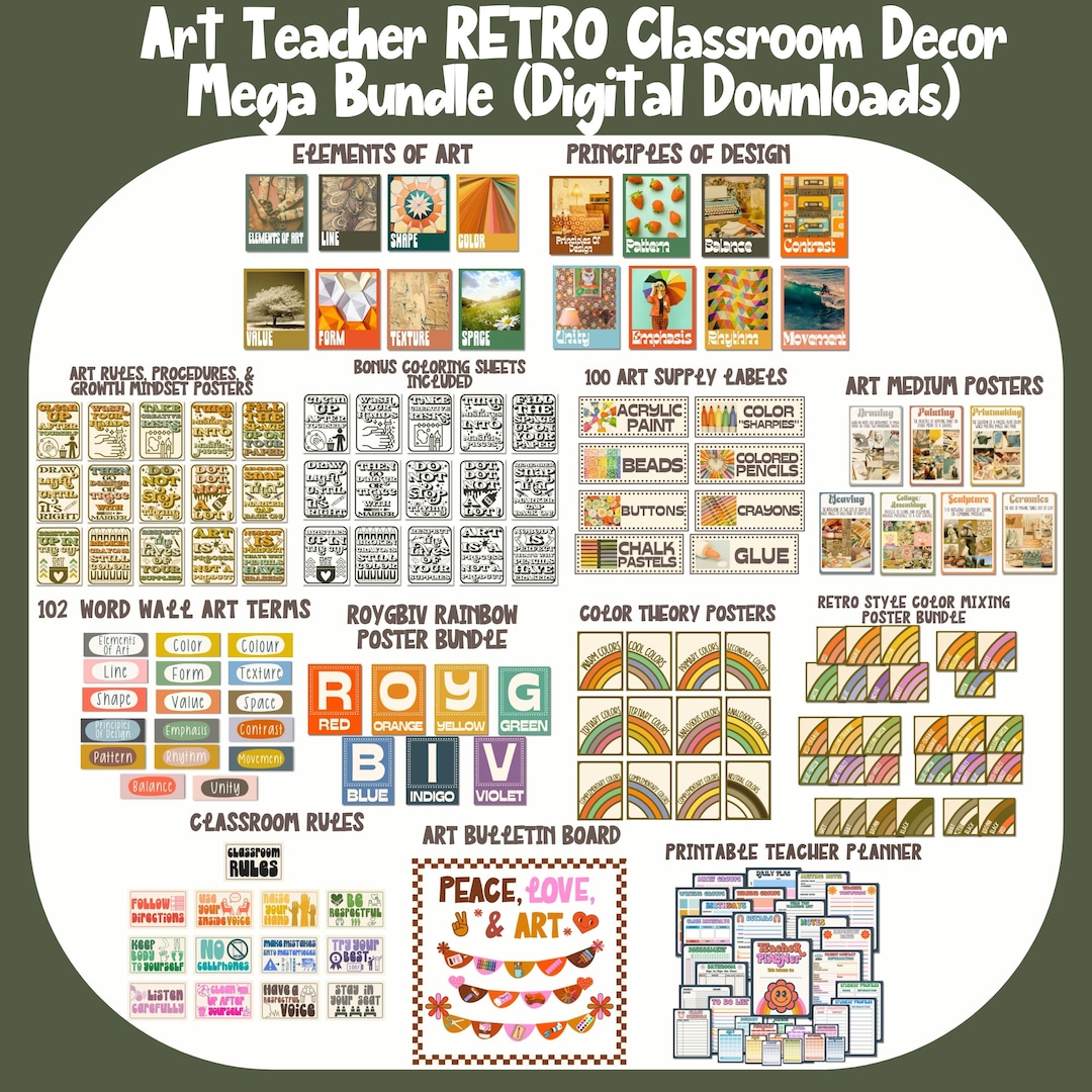 Elements of Art Classroom Decor Bundle, Principles of Design Posters