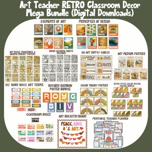 Elements of Art Classroom Decor Bundle, Principles of Design Posters, Art Teacher Bulletin Board, Classroom Rules, Art Teacher Supply Labels