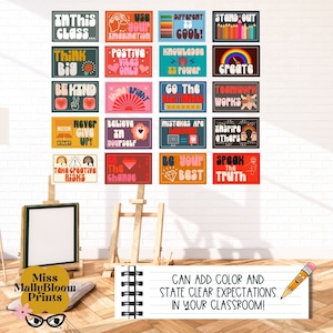 Classroom Positive Quotes Poster Bundle_Bulletin Board, Growth Mindset Classroom Decor, Elementary Poster Set, Growth Mindset Posters