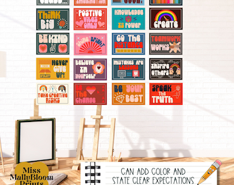 Classroom Positive Quotes Poster Bundle_Bulletin Board, Growth Mindset Classroom Decor, Elementary Poster Set, Growth Mindset Posters