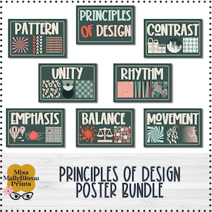 Classroom Poster Bundle, Principles of Design, Art Classroom Decor Bundle, Art Teacher Bulletin Board Kit, Poster Set for Elementary