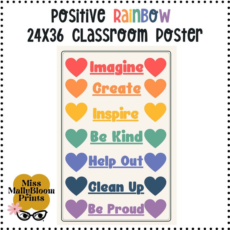Rainbow Classroom Poster Printable Positive Class Decor - Etsy