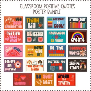 Classroom Positive Quotes Poster Bundle_Bulletin Board, Growth Mindset Classroom Decor, Elementary Poster Set, Growth Mindset Posters