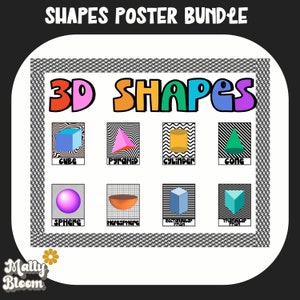 Art Classroom Poster Bundle, Shapes Classroom Decor, Art Teacher Bulletin Board,Preschool Shape Posters,Elementary, Middle School Art