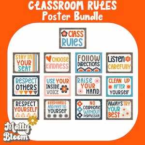 Classroom Rules Poster Bundle_Bulletin Board Kit Or Classroom Decor, Elementary, Middle School, High School, Expectations For Classroom