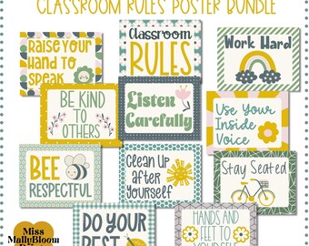 Classroom Rules Poster Bundle_Bulletin Board Kit Or Classroom Decor, Elementary, Middle School, High School, Expectations For Classroom