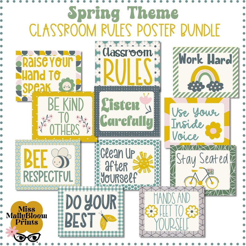 Classroom Rules Poster Bundle_bulletin Board Kit or Classroom - Etsy