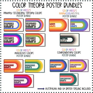 Art Classroom Decor,Color Theory Poster Bundle,Color Wheel,Art Bulletin Board, Primary,Secondary,Tertiary,Complementary,Analogous Colors