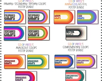 Art Classroom Decor,Color Theory Poster Bundle,Color Wheel,Art Bulletin Board, Primary,Secondary,Tertiary,Complementary,Analogous Colors
