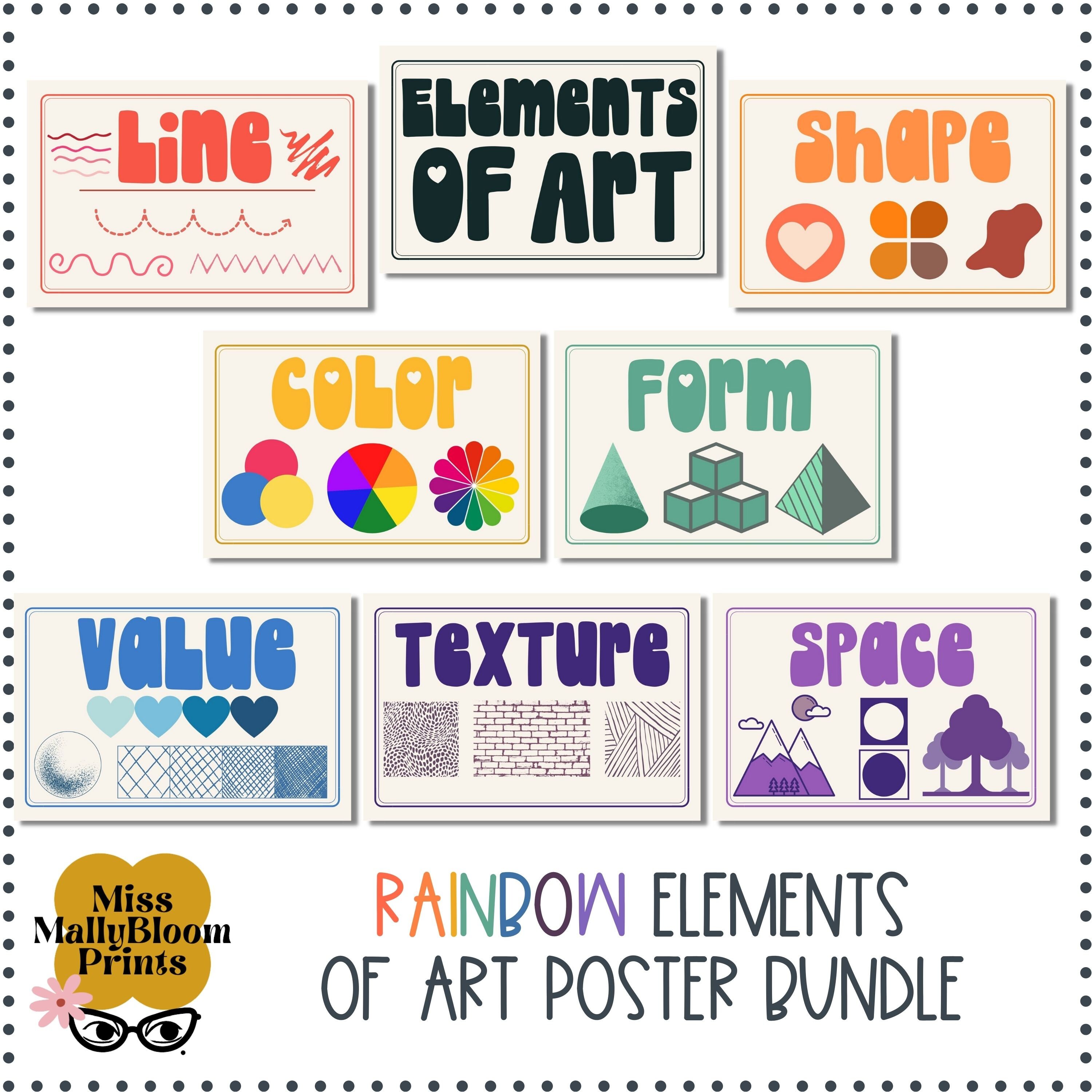 Rainbow Elements of Art Classroom Decor Bundle,principles of Design ...