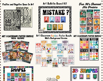 Paquete de decoración del aula de elementos de arte, carteles de principios de diseño, tablón de anuncios de profesores de arte, carteles de arte de teoría del color