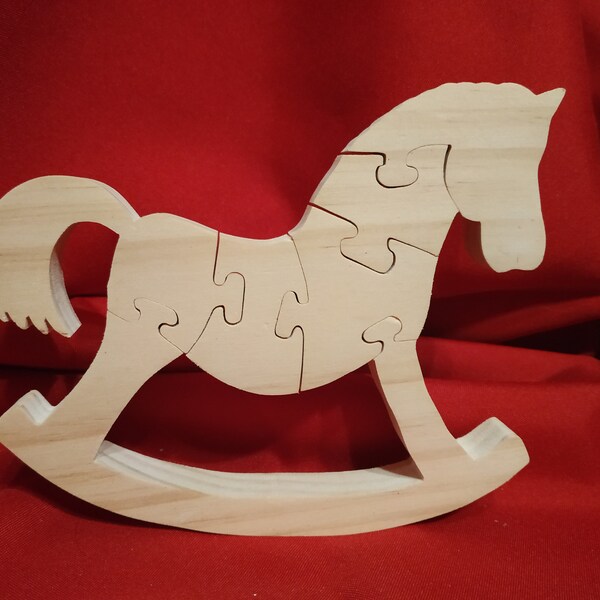 Puzzle "cheval à bascule" en bois