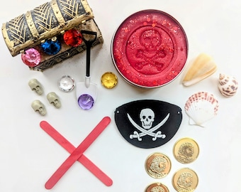 Kit sensorial de plastilina pirata / Plastilina roja pirata / Juego pirata