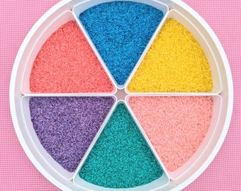 Arroz sensorial perlado arcoíris / Base sensorial metálica arcoíris / Arroz sensorial de colores / Base sensorial / Juego sensorial arcoíris