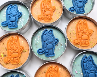 Plastilina perfumada Bluey & Bingo / Latas sensoriales con purpurina