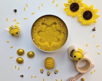 Kit sensorial de plastilina de abejas / Plastilina de abejas / Plastilina de miel / Rodillo y sello de plastilina de abejas