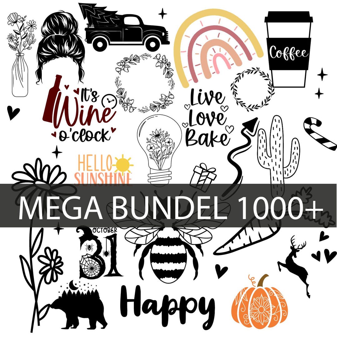 Mega SVG Bundle, T-shirt Designs SVG, SVG Files for Cricut, Silhouette ...