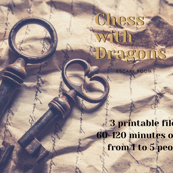 Printable Escape Room Game, Chess with Dragons, Print&Play