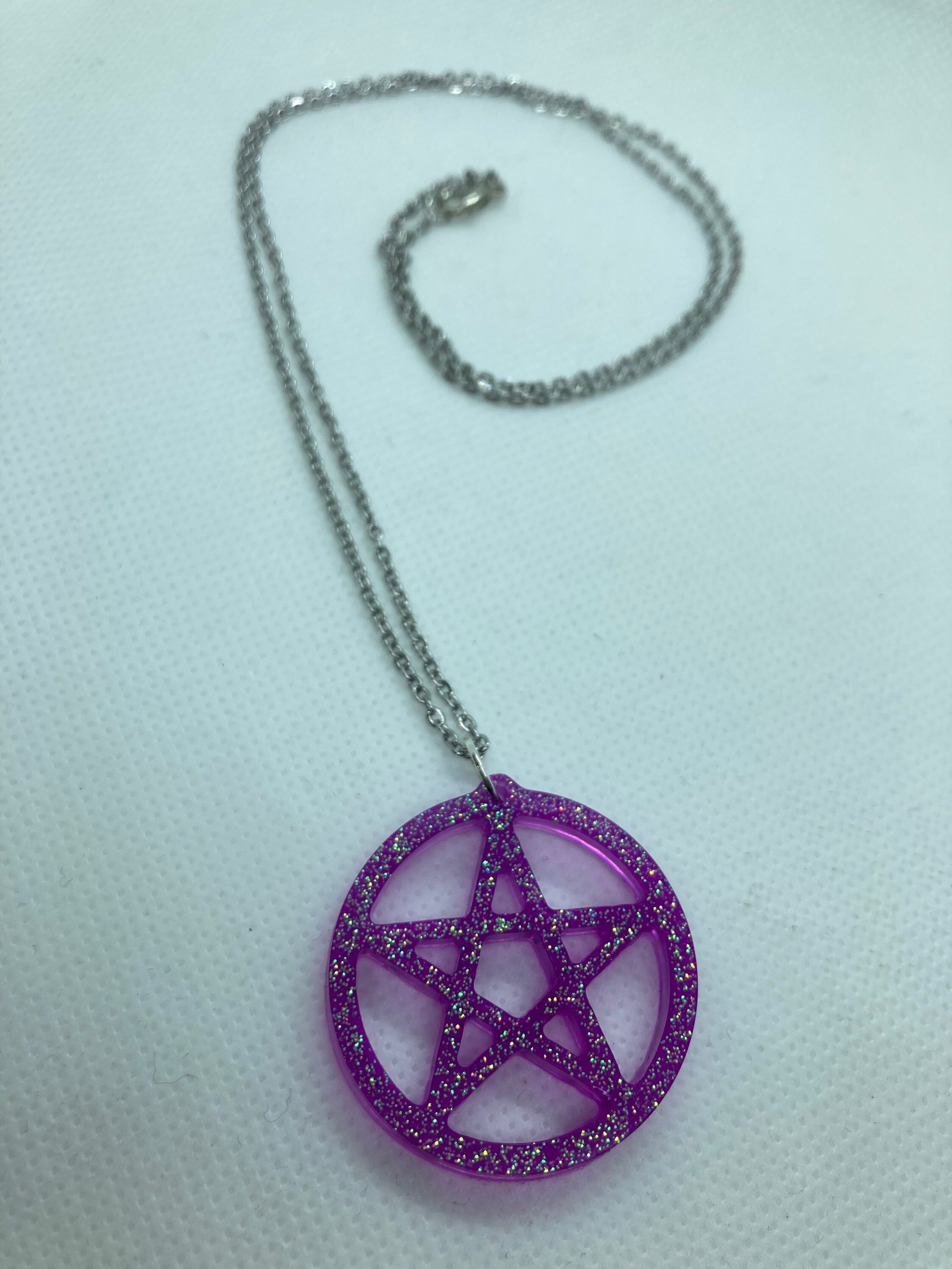 Purple pentagram necklace Etsy