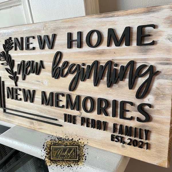 New Home, New Beginning, New Memories - Family sign SVG File Only