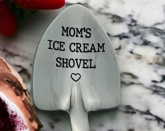 Mom's Ice Cream Shovel , Ice Cream Spoon, Personalized Ice Cream Shovel, Name Engraved Spoon, Custom Spoon, Unique Gift,  Silverware Spoon