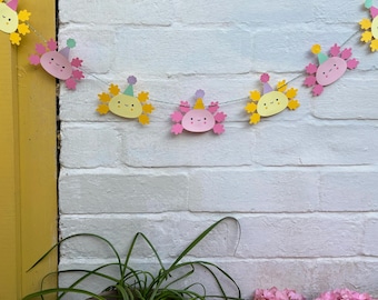 Conjunto de decoraciones hechas a mano con temática de ajolotes para fiestas/cumpleaños