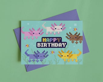 Tarjeta de felicitación de cumpleaños para ajolote